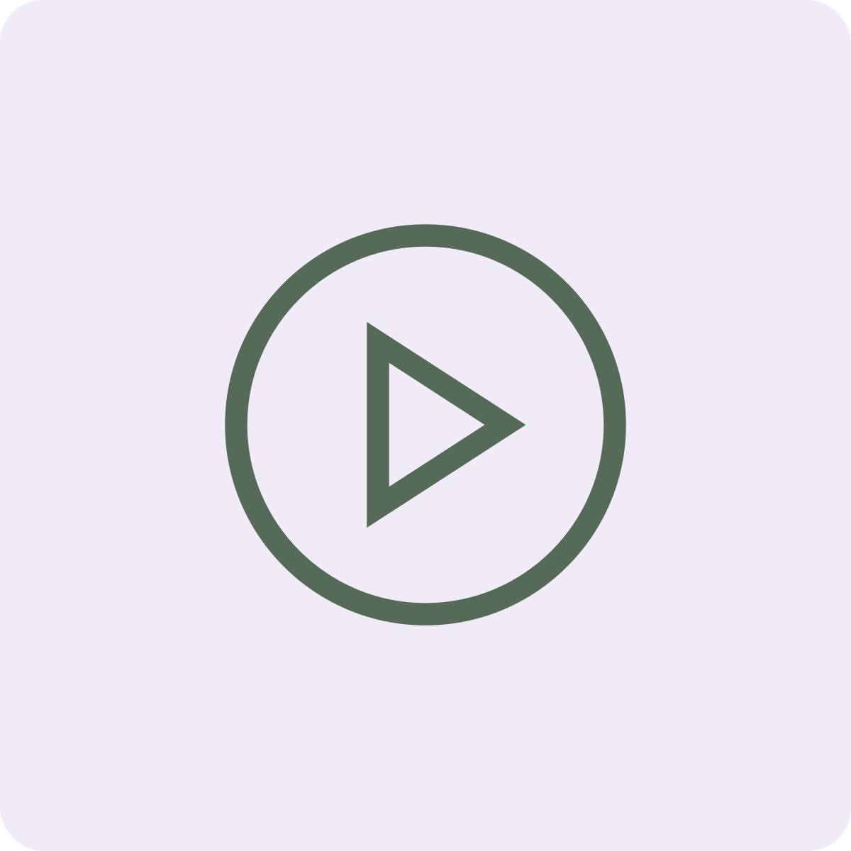 Video play button icon with triangle inside a circle
