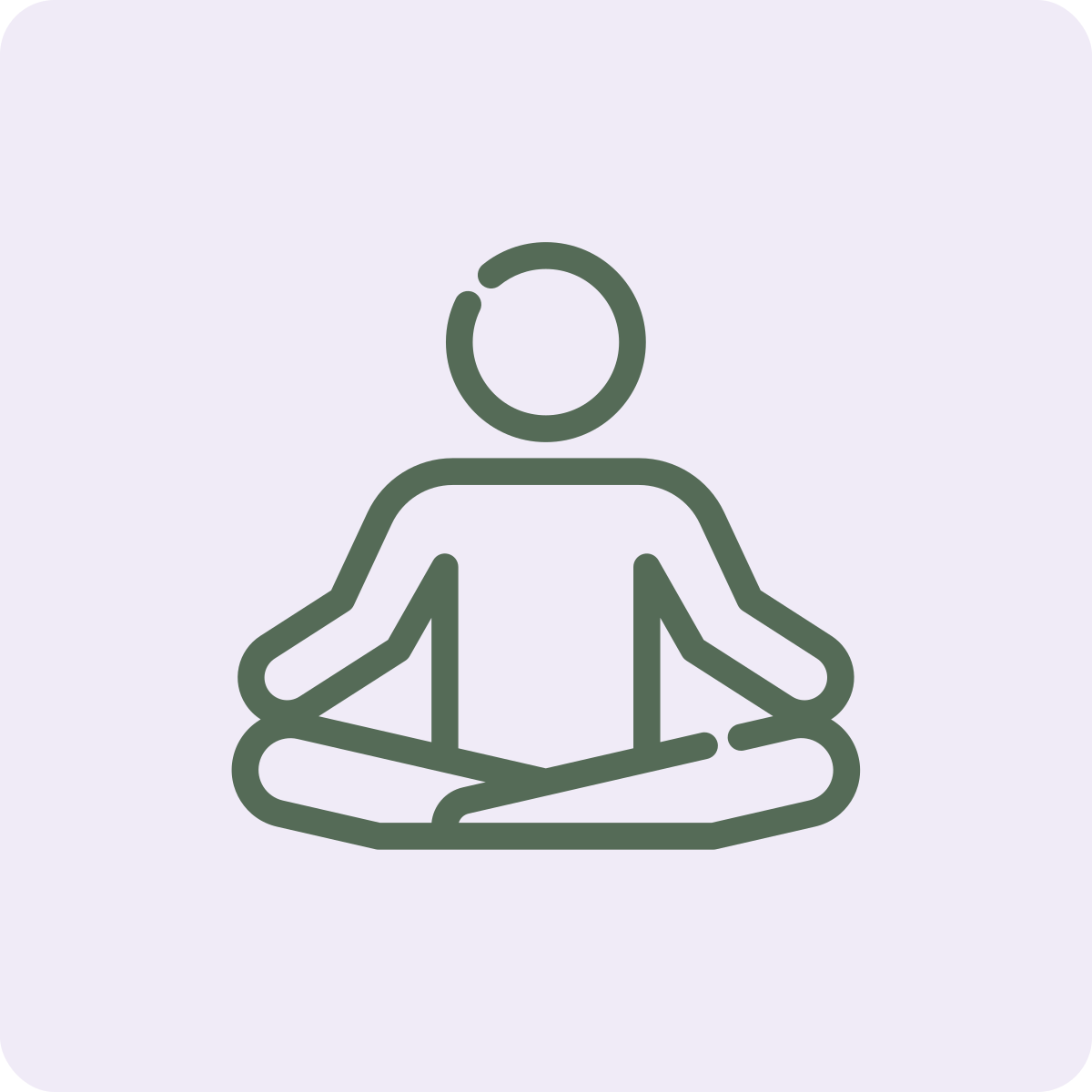 Outline drawing of a person sitting cross-legged in a meditative pose.