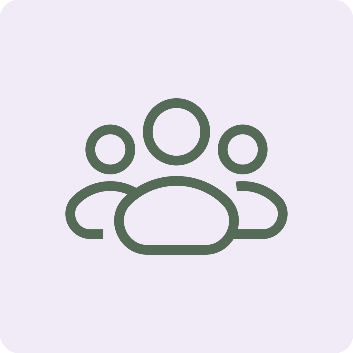 Outline icon of three people grouped together.