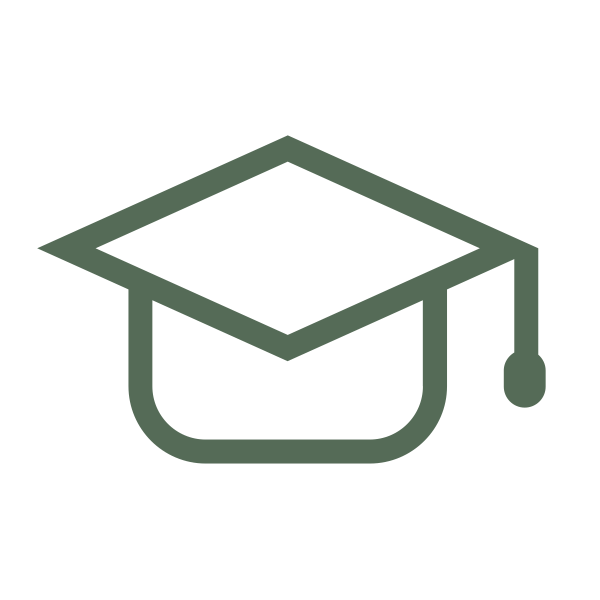 Gray graduation cap icon.