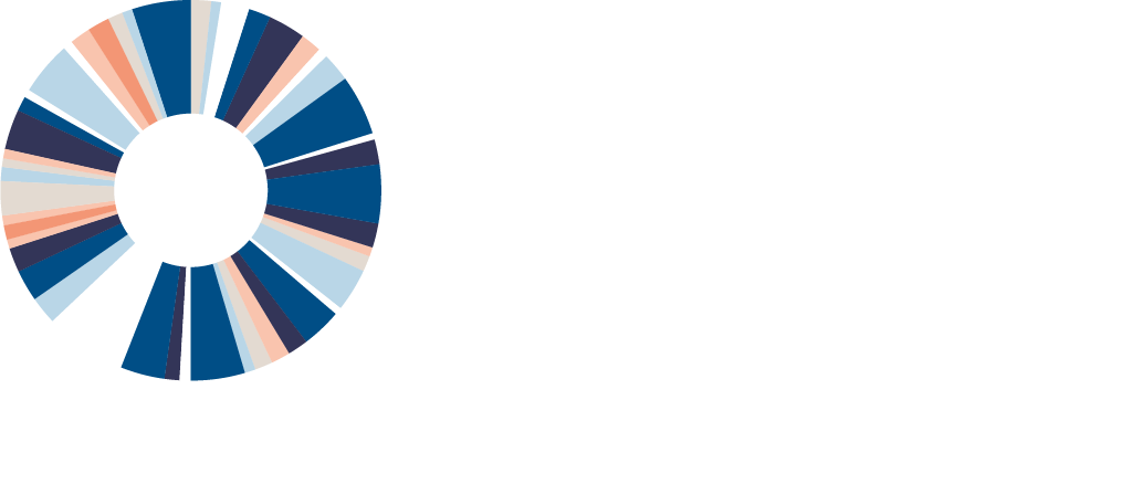 Kreisdiagramm mit verschiedenen Segmente in Blau-, Beige- und Rottönen.