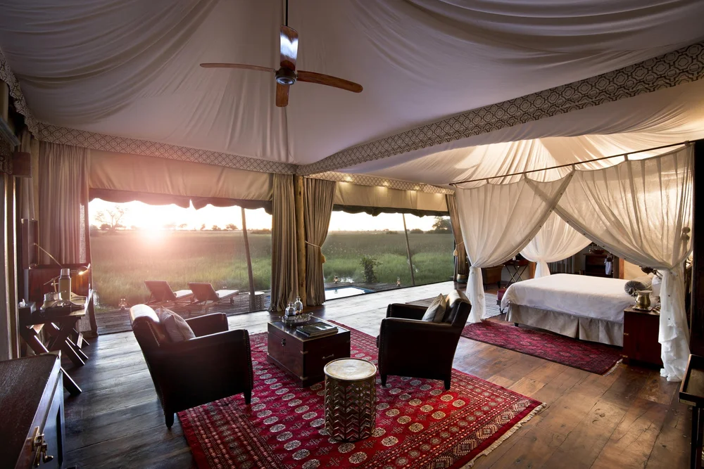 Suíte de safári ultra luxo em concessão privativa no Delta do Okavango — Safari Ultra Luxo