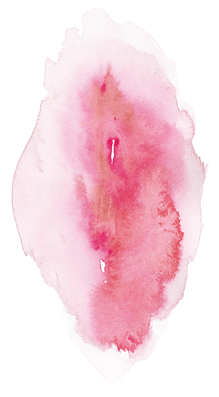 Vulva gemalt in Aquarelltechnik in Pink.