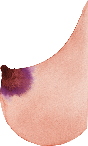 Brust gemalt in Aquarelltechnik, Hautfarben und Lila-Violett.