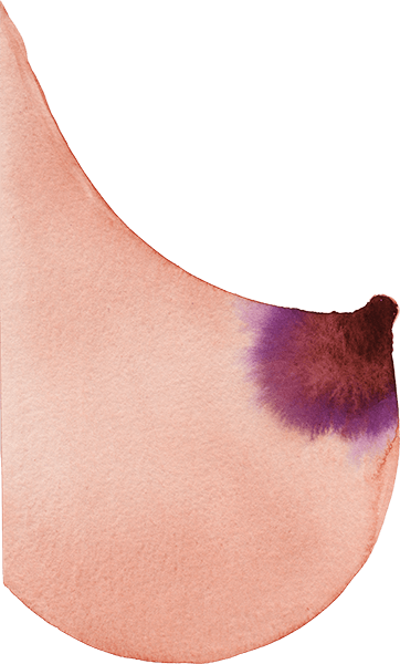 Brust gemalt in Aquarelltechnik, Hautfarben und Lila-Violett.