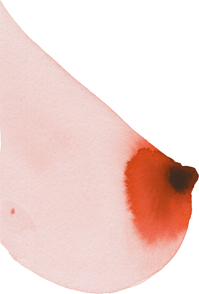 Brust gemalt in Aquarelltechnik, Hautfarben und Rot.