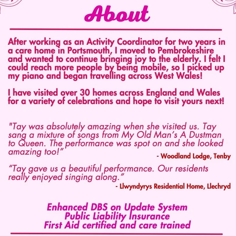 In June of 2025, I moved across the UK, from Portsmouth to Pembrokeshire. It was the beginning of a new chapter of my life, and my career in performance. 

I had been singing for fun using a little karaoke speaker and microphone, and I took it to the