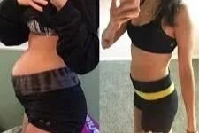 Comparison of two women in athletic wear, highlighting differences in waist and leg size.