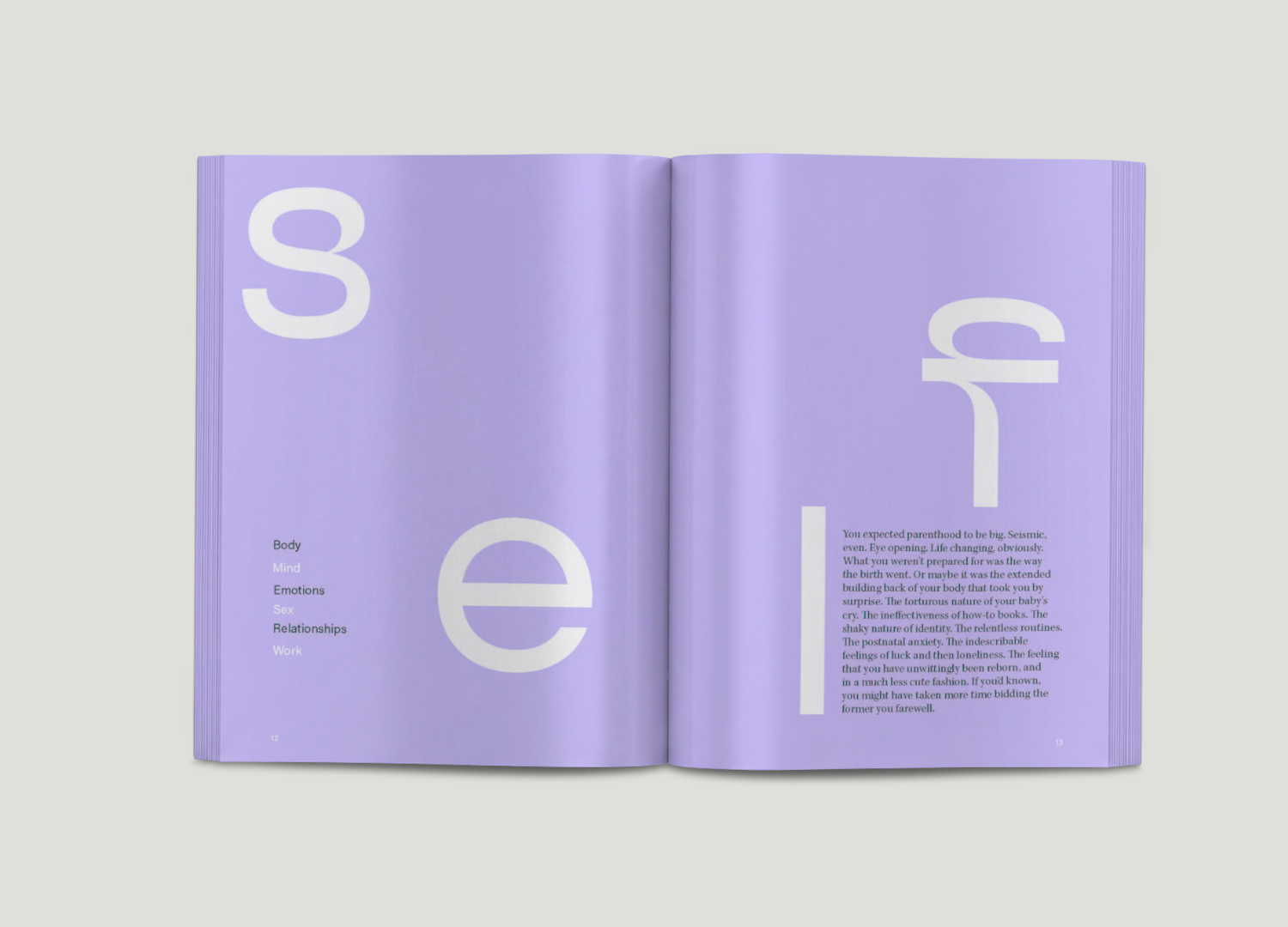 Layout of a motherhood magazine produced by Sylvie Studio