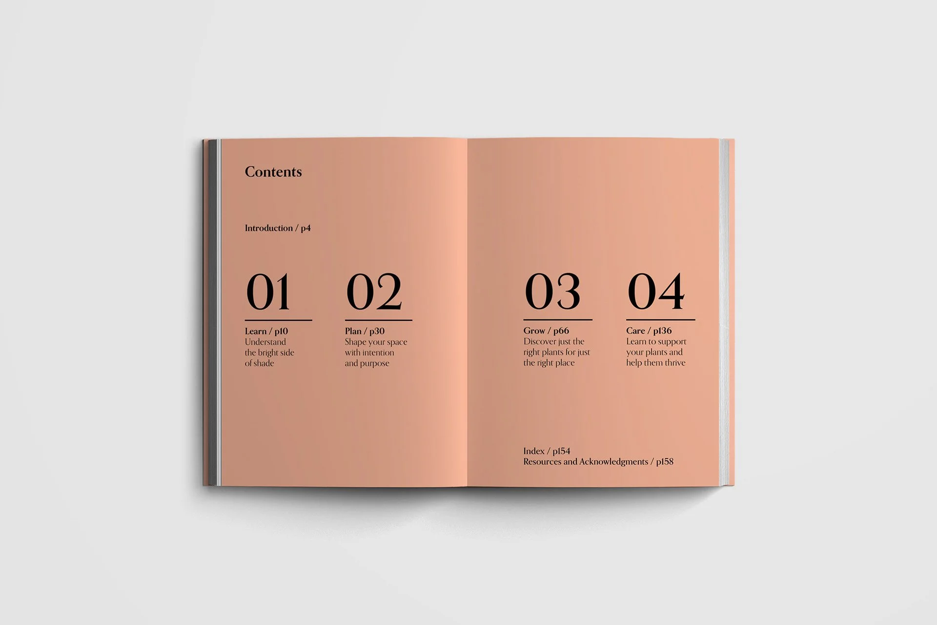 Contents page for a gardening book commissioned and produced by Zena Alkayat, founder of Sylvie Studio