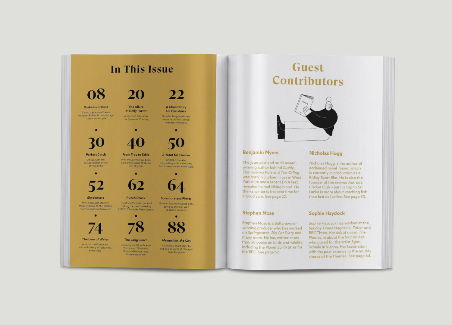 Contents page of agency magazine produced for Untold by Zena Alkayat, founder of Sylvie Studio