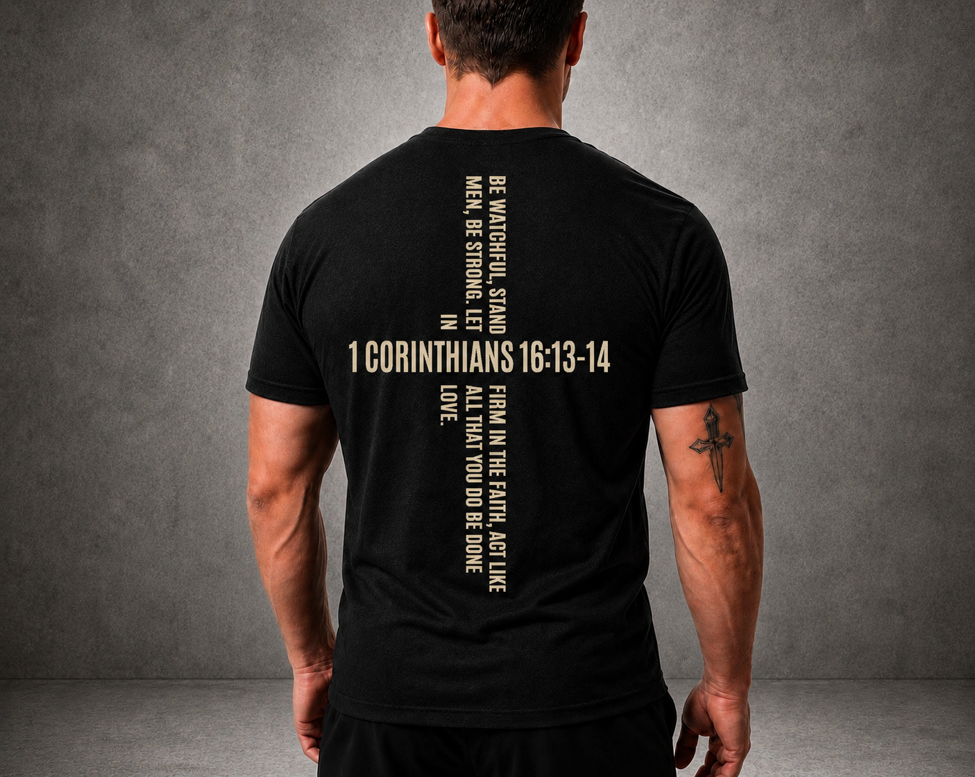 1 Corinthians 16:13-14 Tee | Scripture Cross Collection