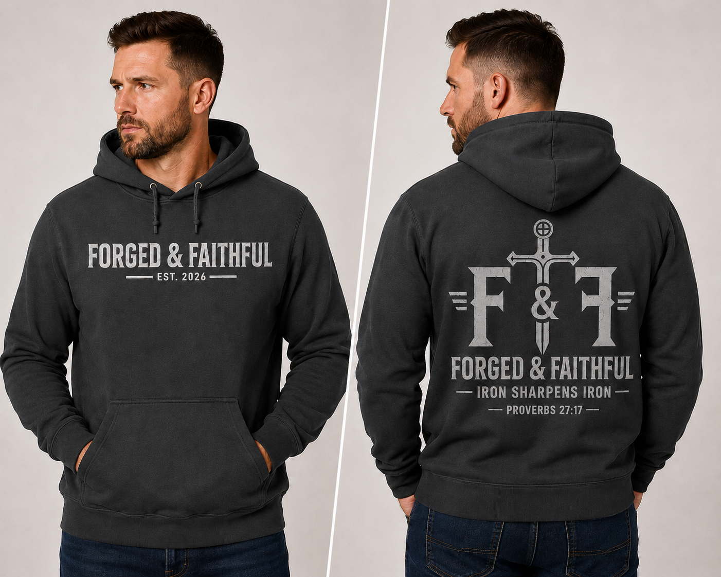 Forged & Faithful Midweight Hoodie | Stealth Collection