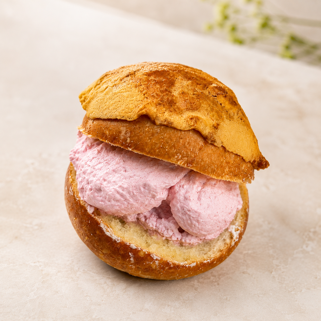 Strawberry Rose Pineapple Bun
