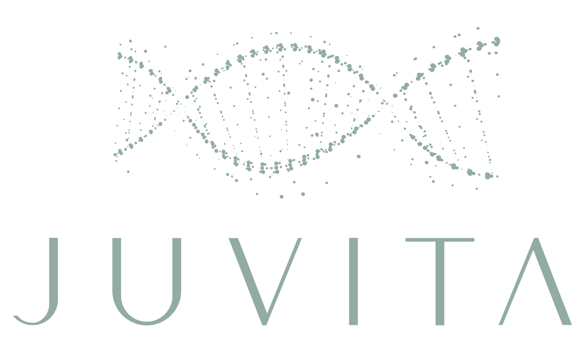 Logo mit dem Schriftzug "JUVITA" und einer stilisierten, geometrischen Darstellung eines menschlichen Gesichts oder Kopfes in Linien und Punkten, in monochromatischem Design.
