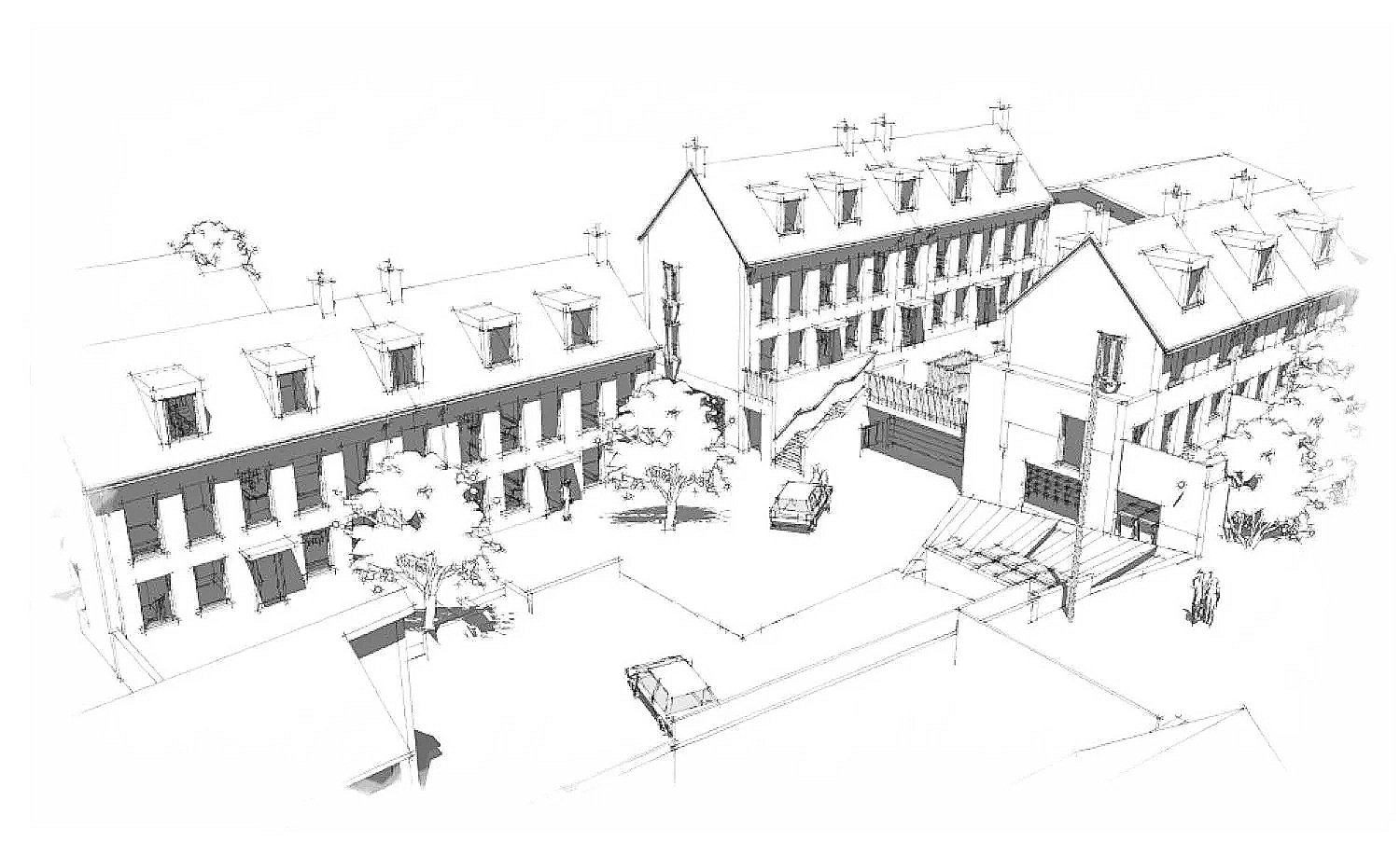 Infill development in Hungerford, Berkshire, delivering three townhouses and ten apartments within a conservation area, combining contemporary architecture with a sensitive historic setting - Edge Architecture