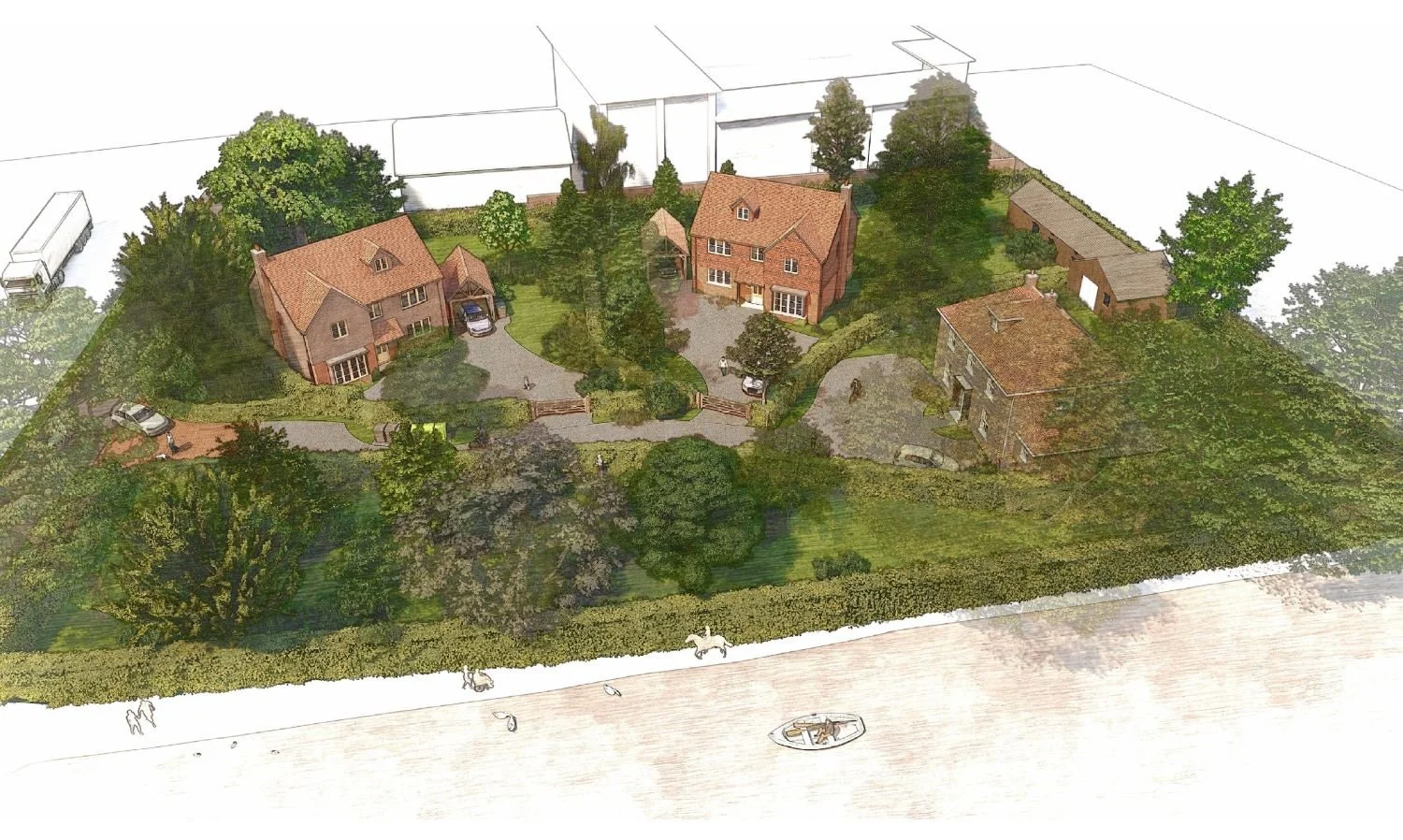 Infill residential development in Hungerford, Berkshire, delivering new homes within a conservation area through sensitive design, planning expertise and contextual architecture by EDGE Architecture. 