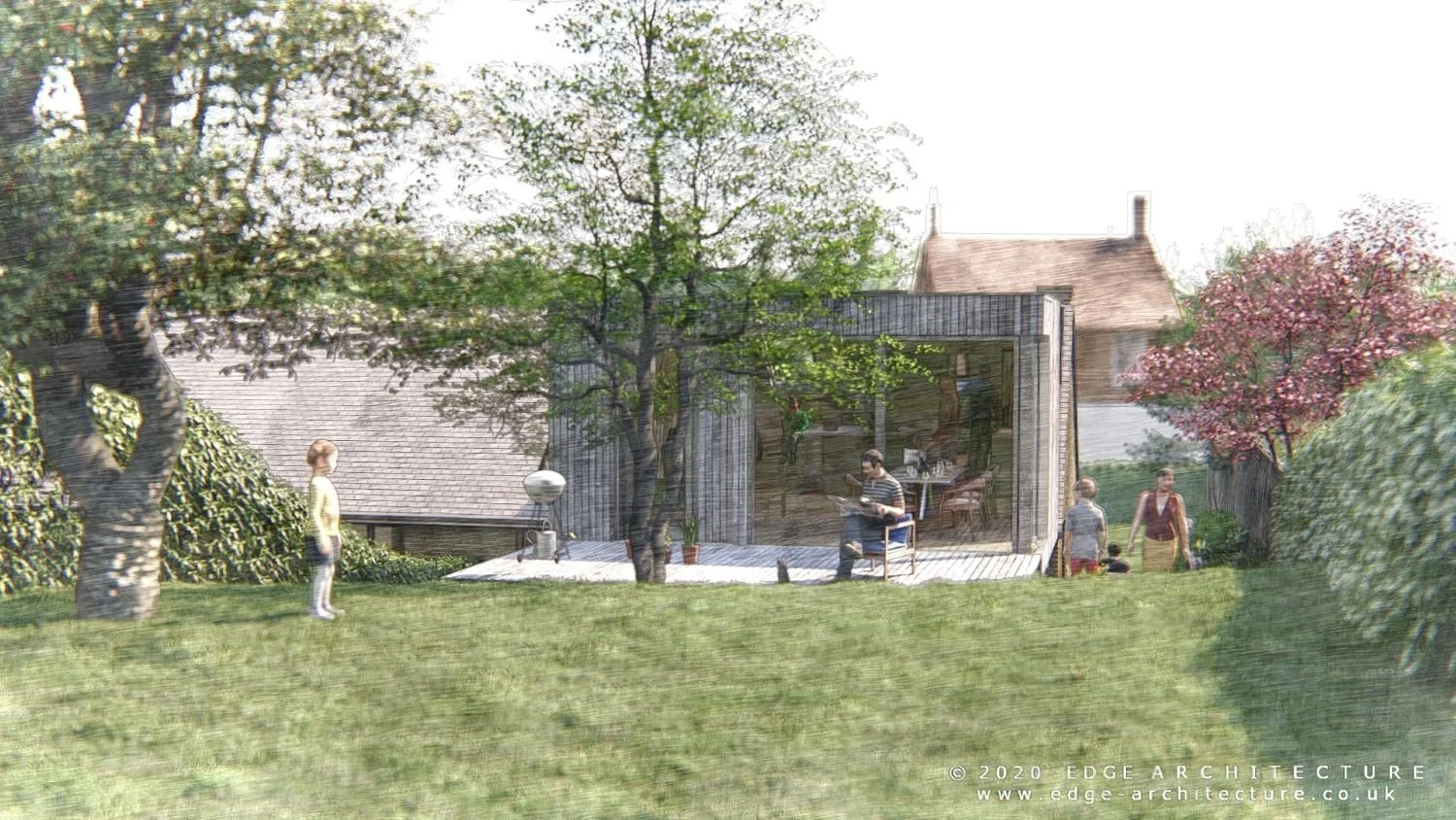 Bungalow-to-house conversion in Adderbury, Oxfordshire, transforming a property within a conservation area through contemporary remodelling and upside-down living design- Edge Architecture
