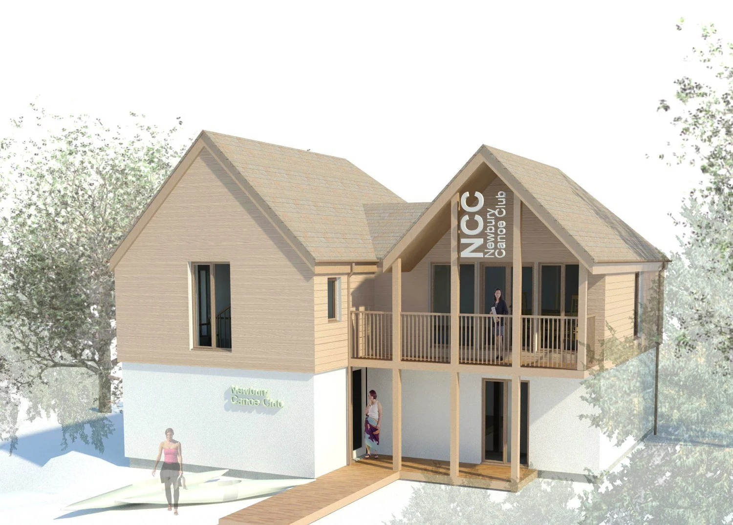 Riverside canoe club building in Newbury, Berkshire, combining practical sports facilities with high-quality architectural design - Edge Architecture