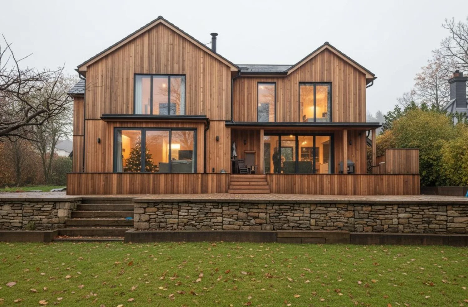 Two-storey extension to a family home in Woolton Hill, Hampshire, featuring timber-frame construction, timber cladding and contemporary architectural design- Edge Architecture
