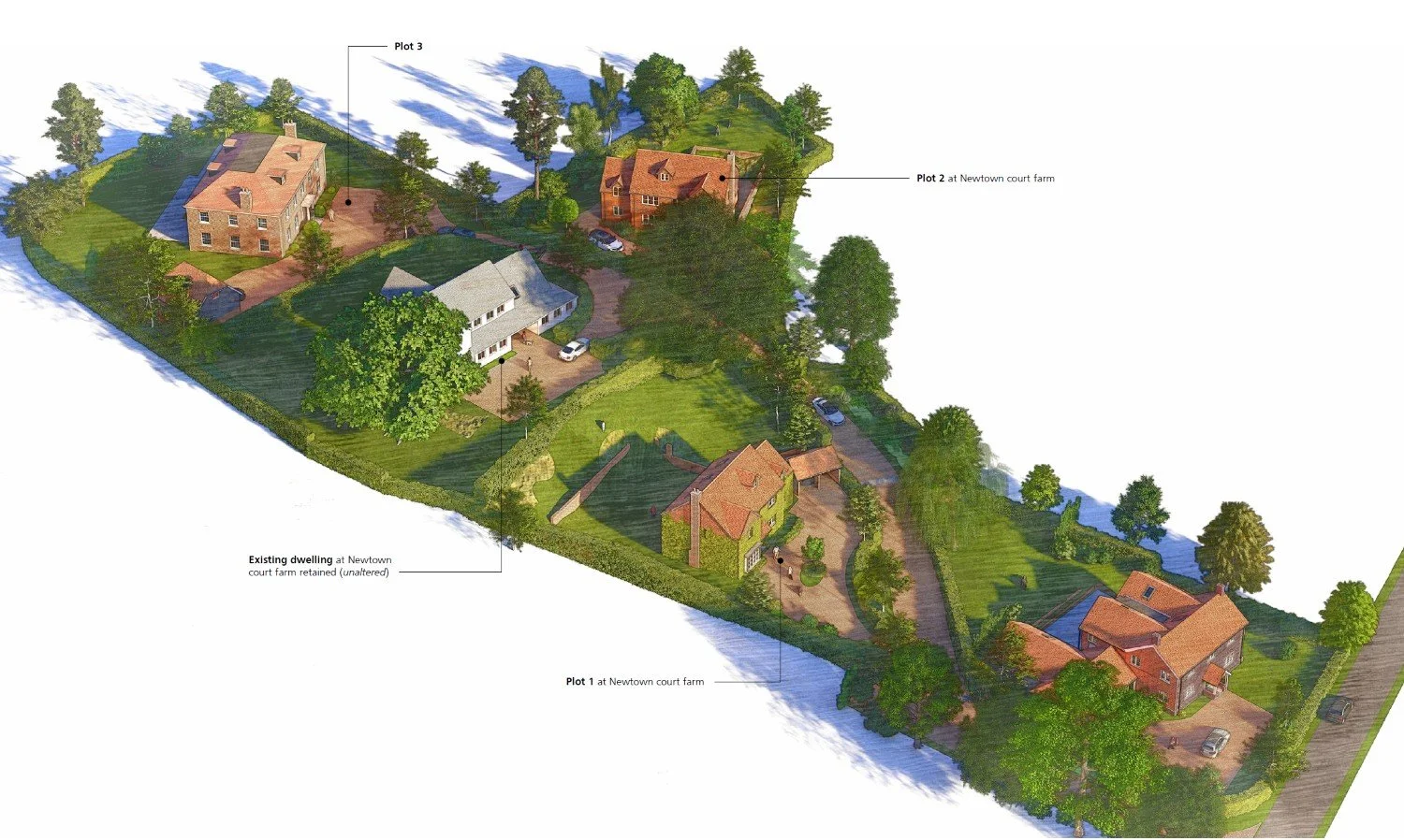 High-quality residential development at Newtown, Hampshire, delivering exceptional new homes in a semi-rural setting through sensitive design, planning expertise and housing delivery by EDGE Architecture.