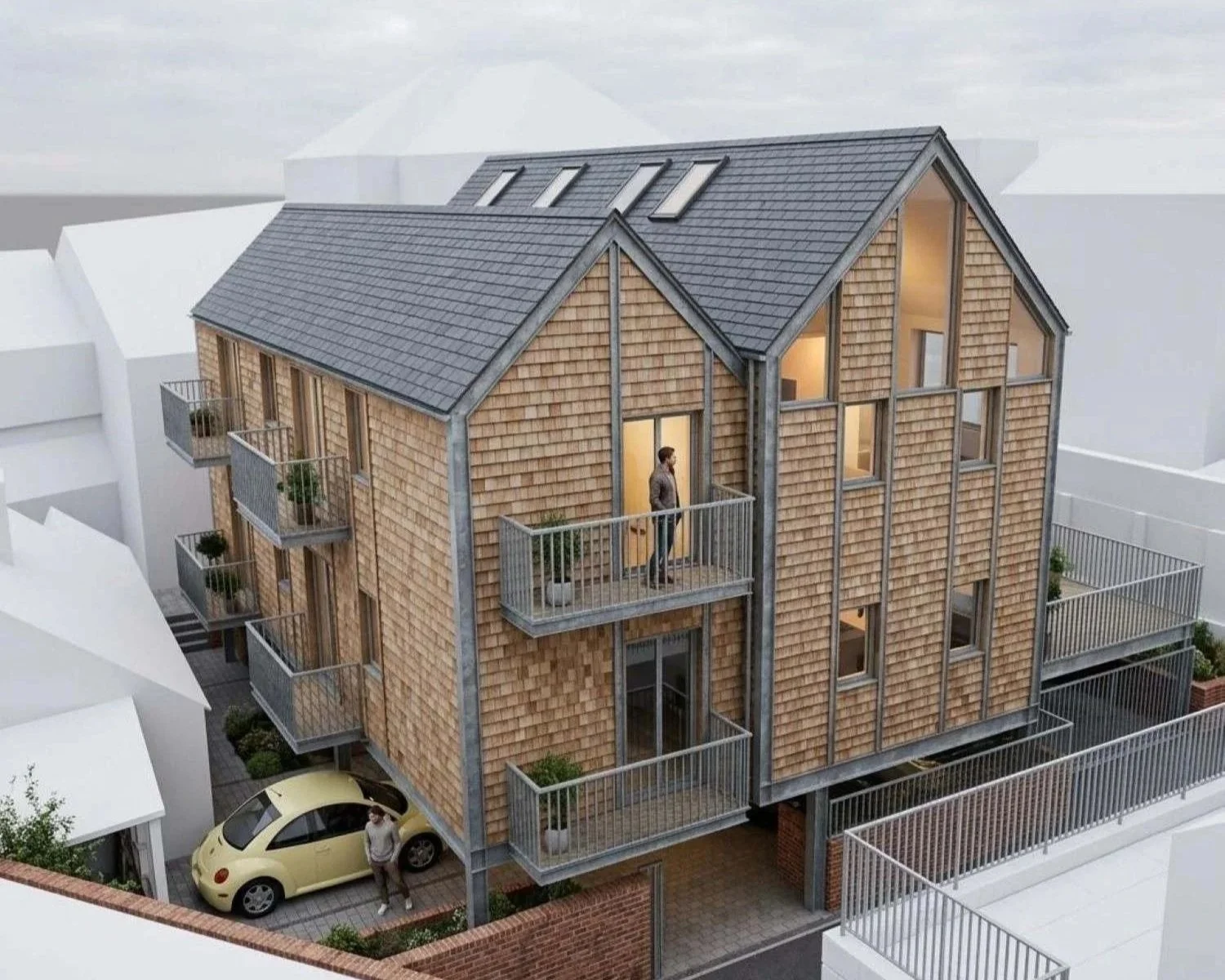 Residential redevelopment in Newbury, Berkshire, creating six apartments through the sensitive regeneration of a brownfield site in a conservation area - Edge Architecture