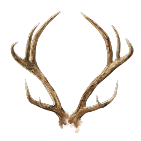 Decorative deer antlers with multiple branching points. This is part of the Oracle of Rewilding's illustrations.