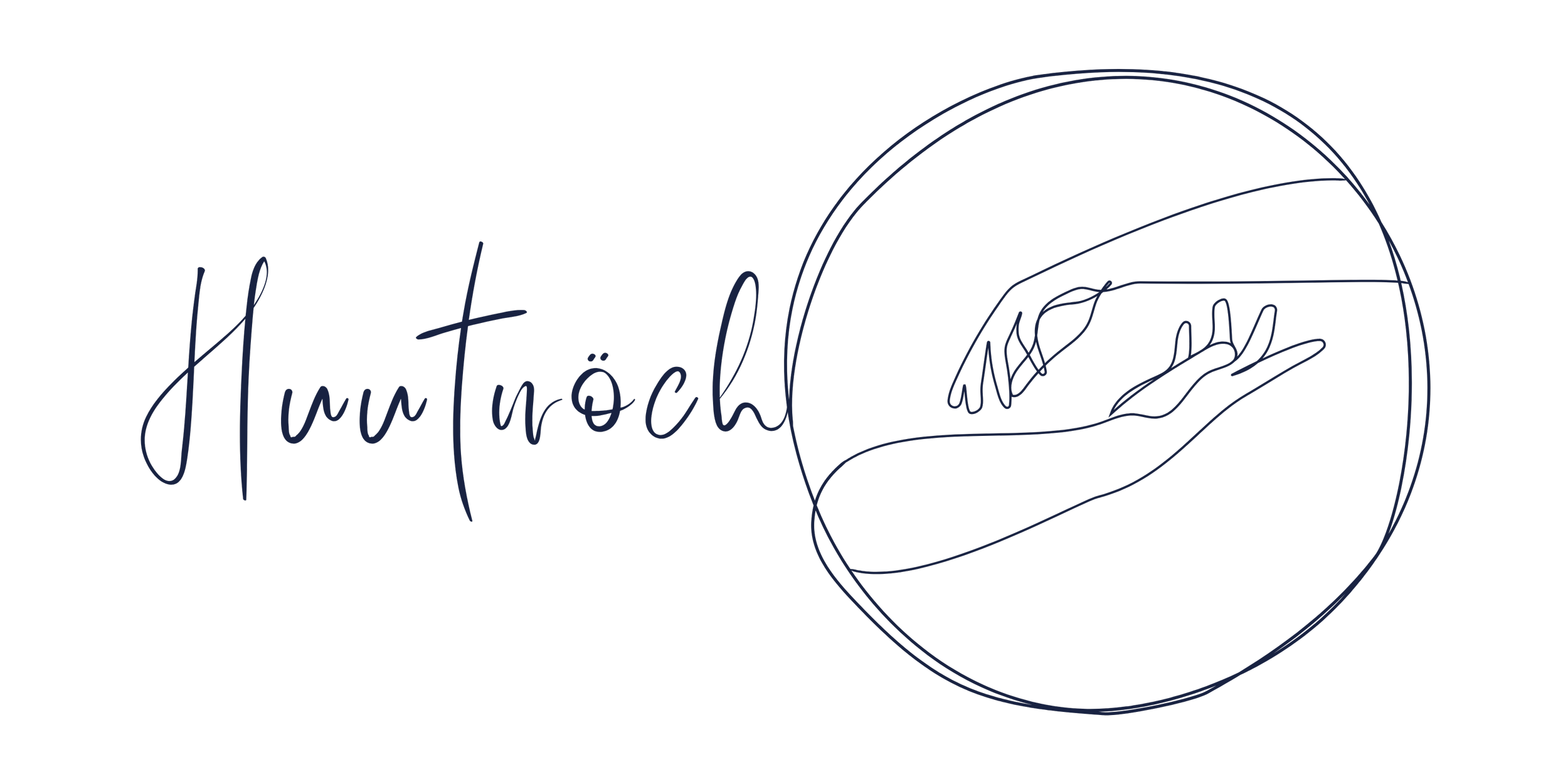 Das Huutnöch-Logo: zwei Hände die kurz davor sind, sich sanft zu berühren und daneben der Huutnöch-Schriftzug.