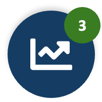 Graph icon with an upward trend and a green notification badge showing the number 3