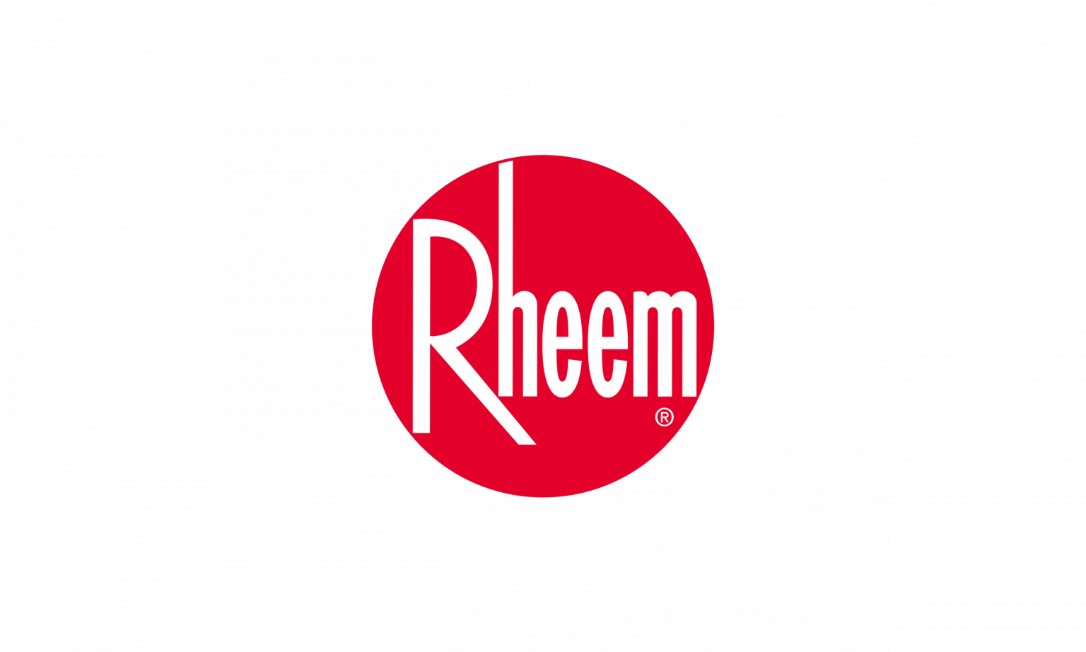 Logo with a red circle containing the word 'Rheem' in black text