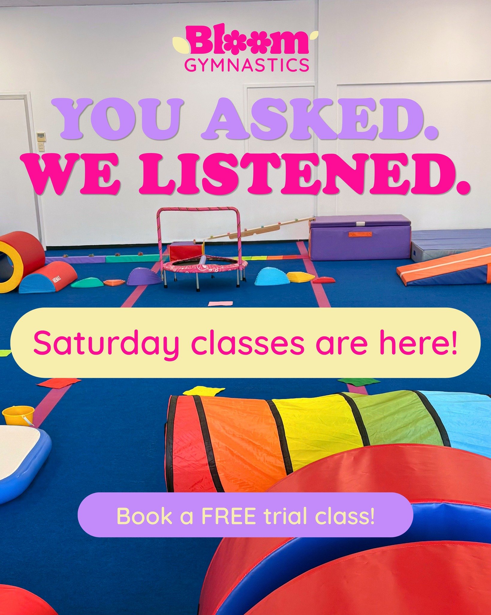 So many Bloom families have asked us for Saturday classes&hellip; and they&rsquo;re finally HERE! 

Classes for ages 6 months &amp; up, with visible progressions that meet each child where they are and help them discover what they&rsquo;re capable of
