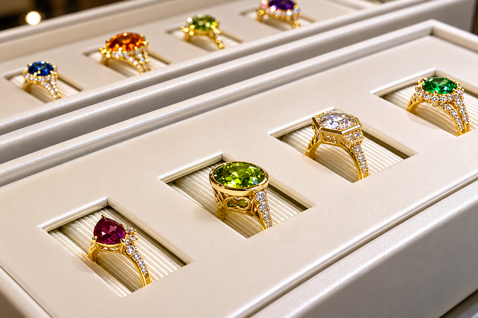 Colorful gemstone rings