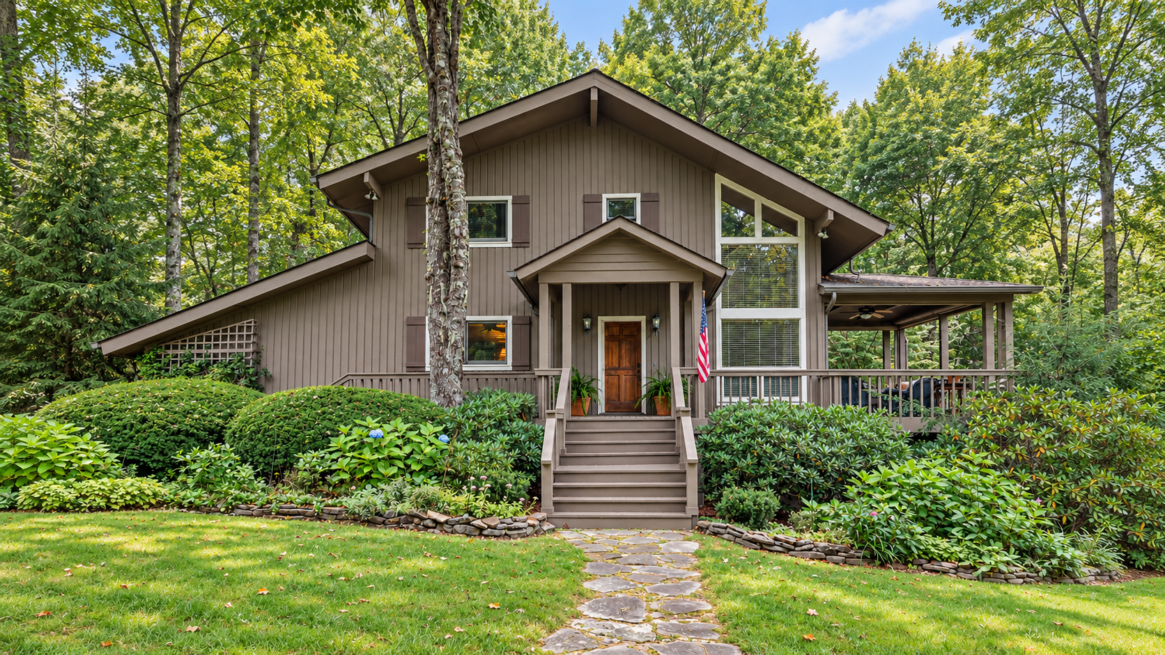 Wooded luxury residence photographed by Fidei Digital for residential real estate marketing.
