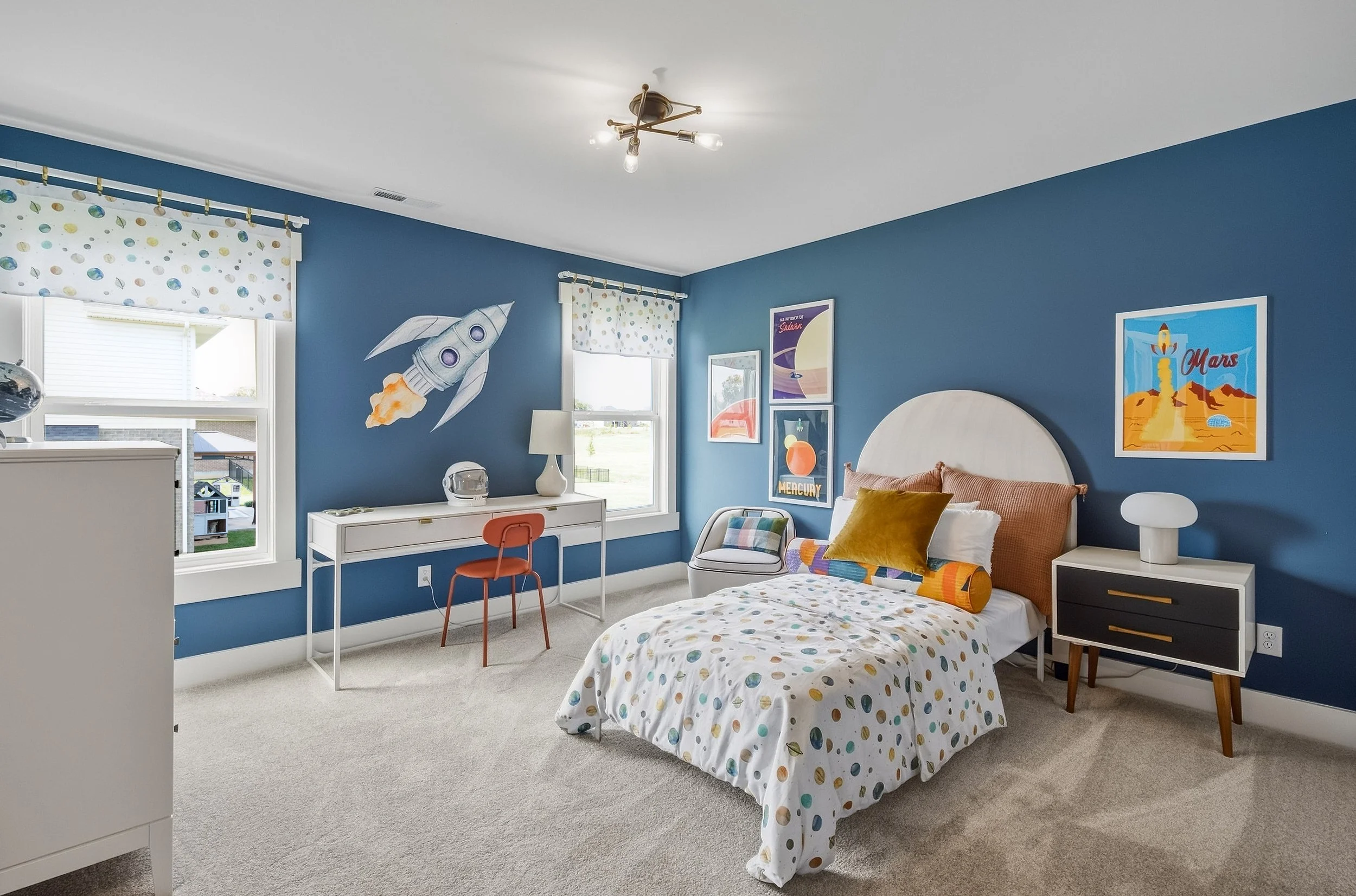 Colorful kids bedroom photographed for residential real estate marketing