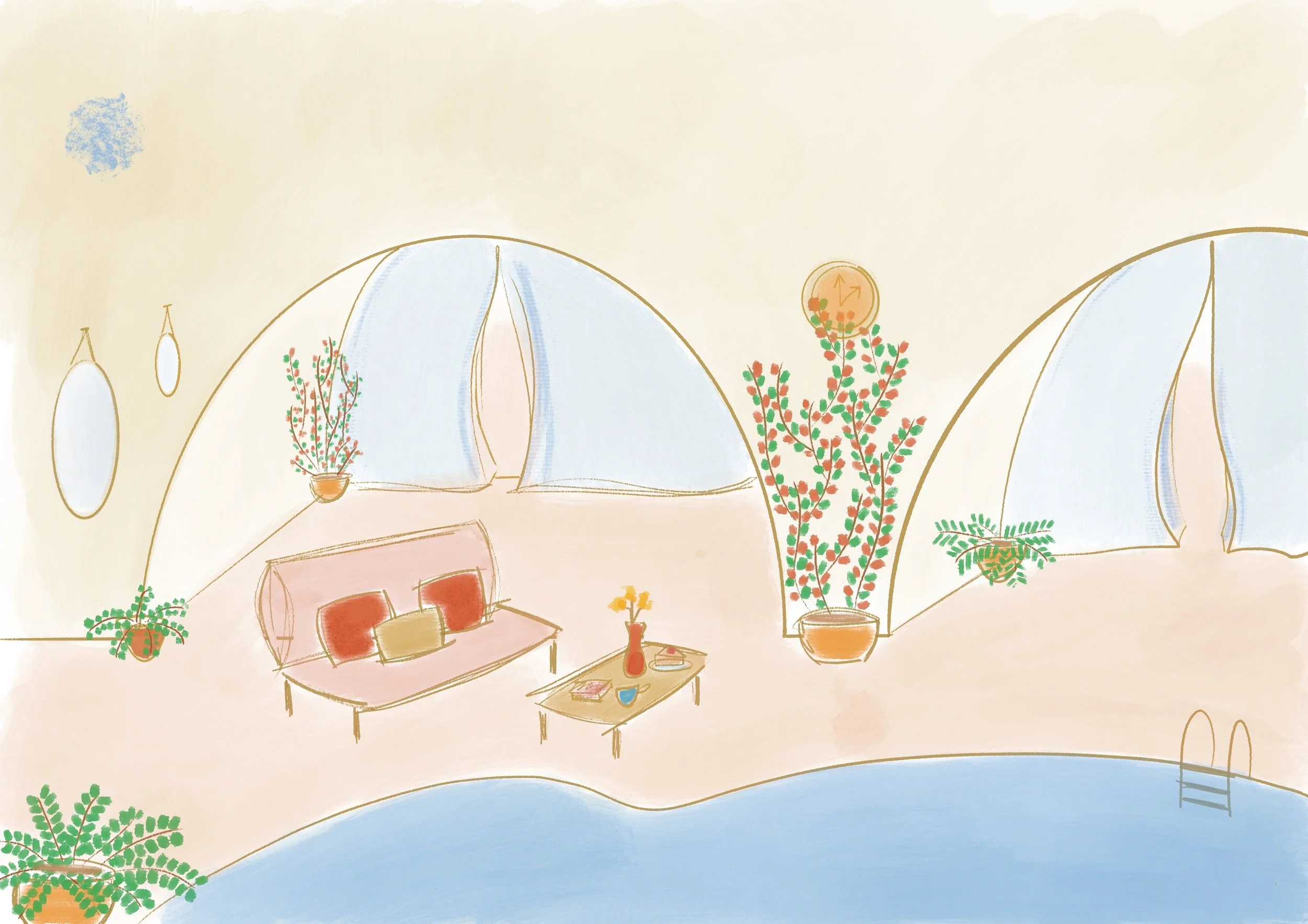 Patio with arches