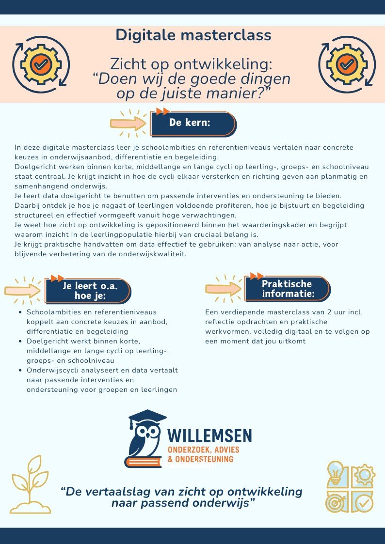 Digitale masterclass: 'Zicht op ontwikkeling: doen we de goede dingen op de juiste manier?'