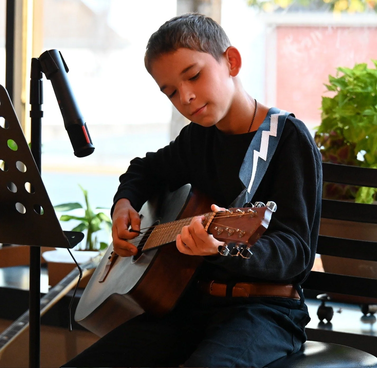 Guitar student playing at the Lancaster Guitar Showcase