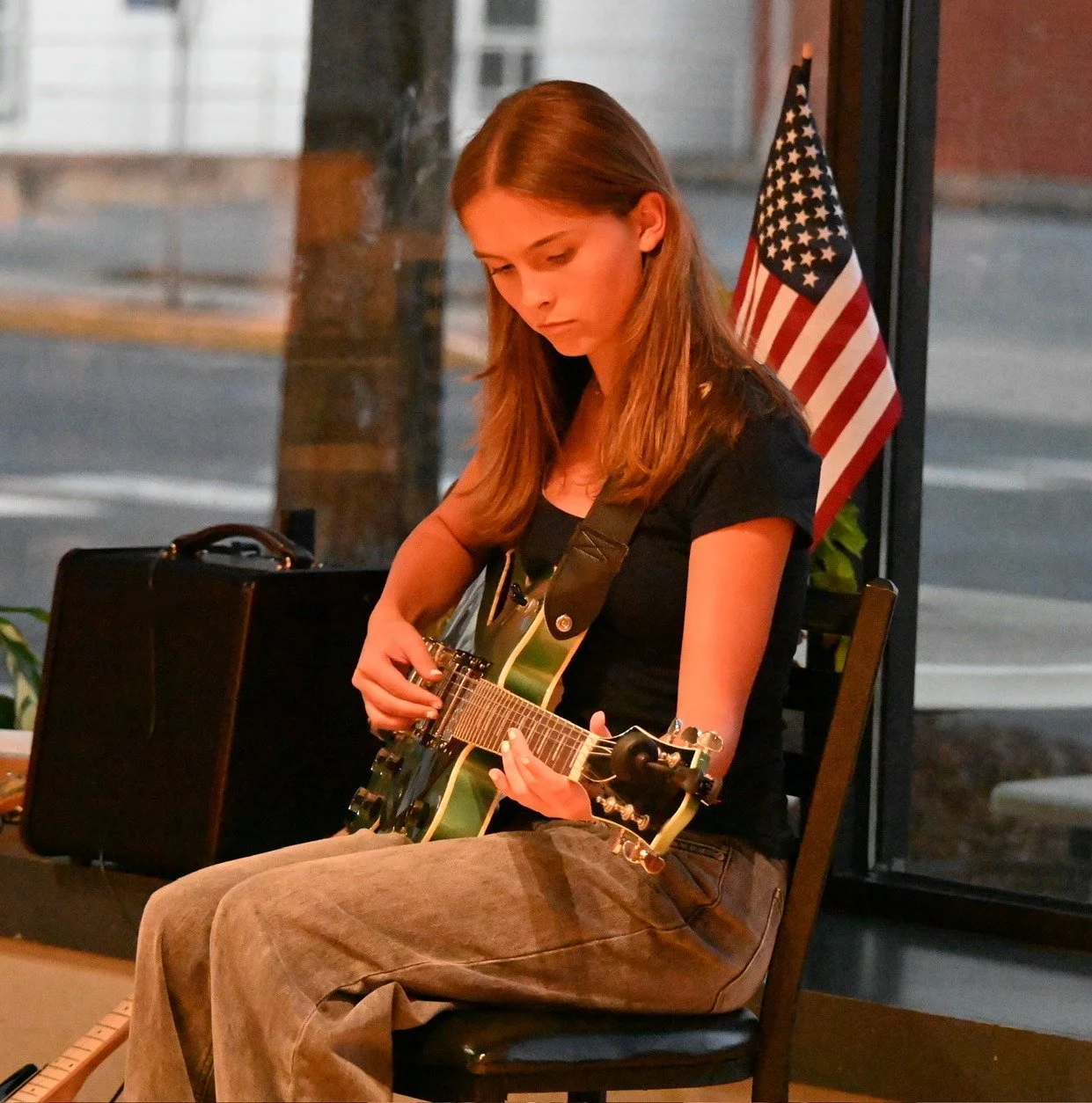 Guitar student playing at the Lancaster Guitar Showcase