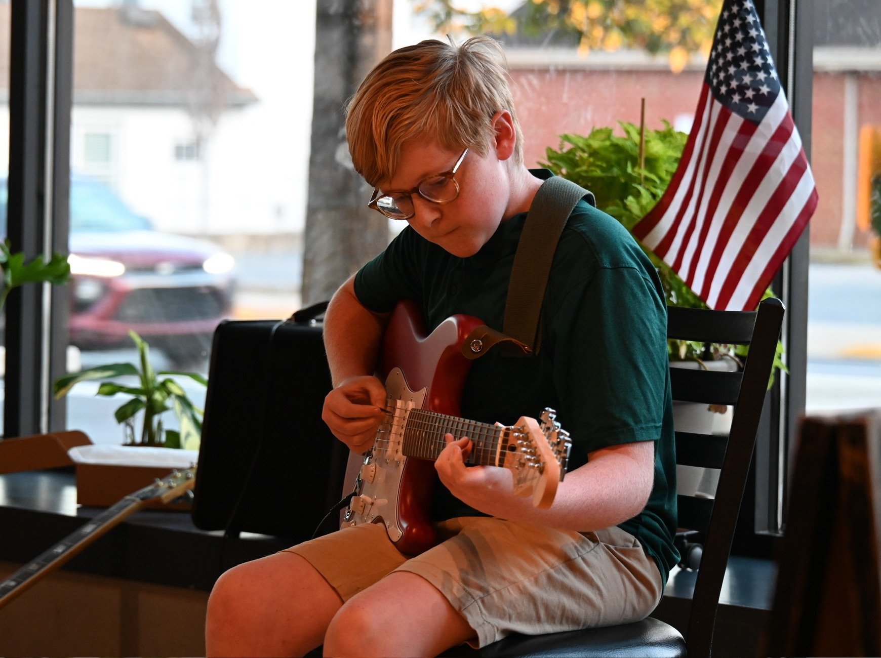 Guitar student playing at the Lancaster Guitar Showcase