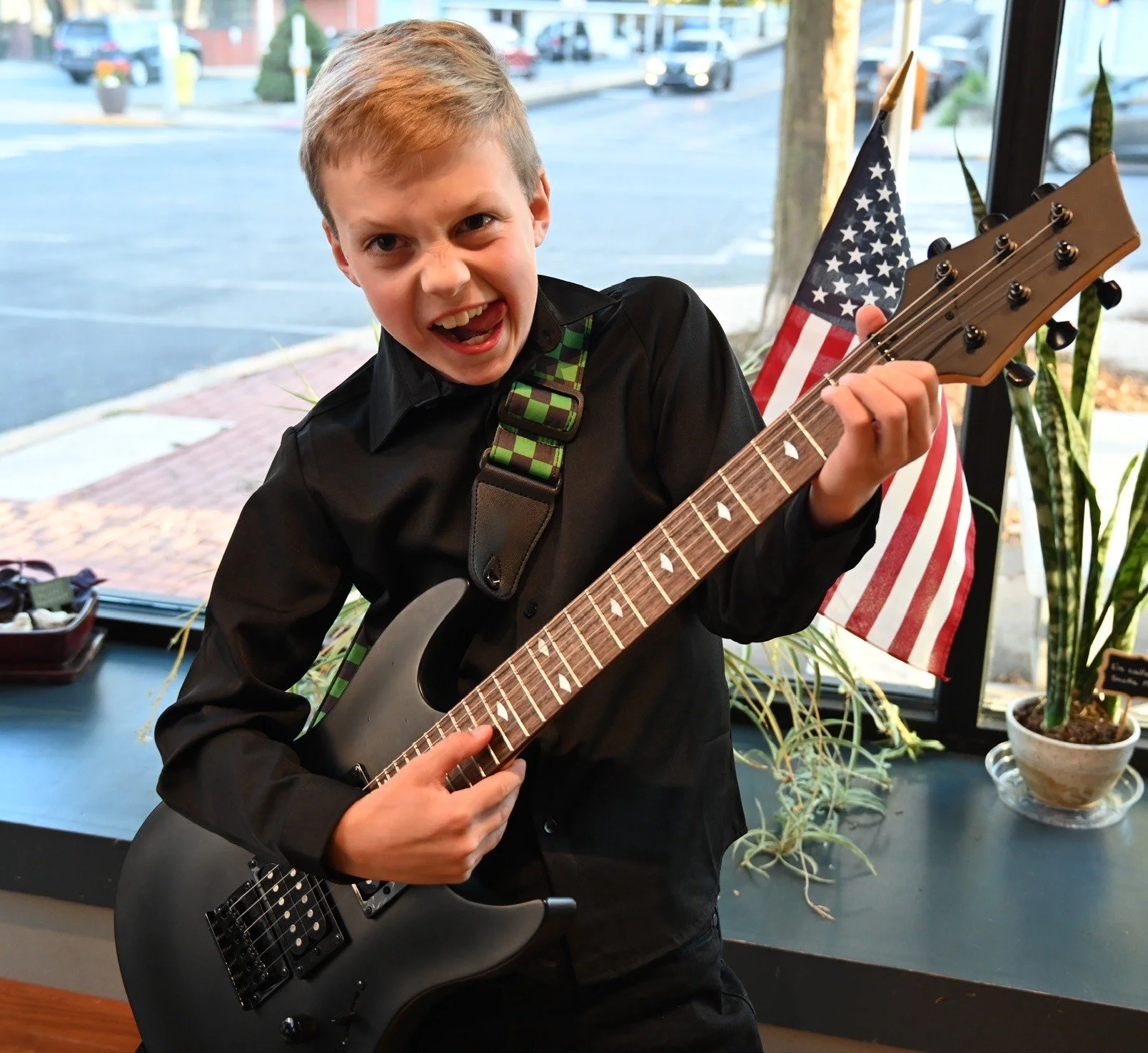 Guitar student playing at the Lancaster Guitar Showcase