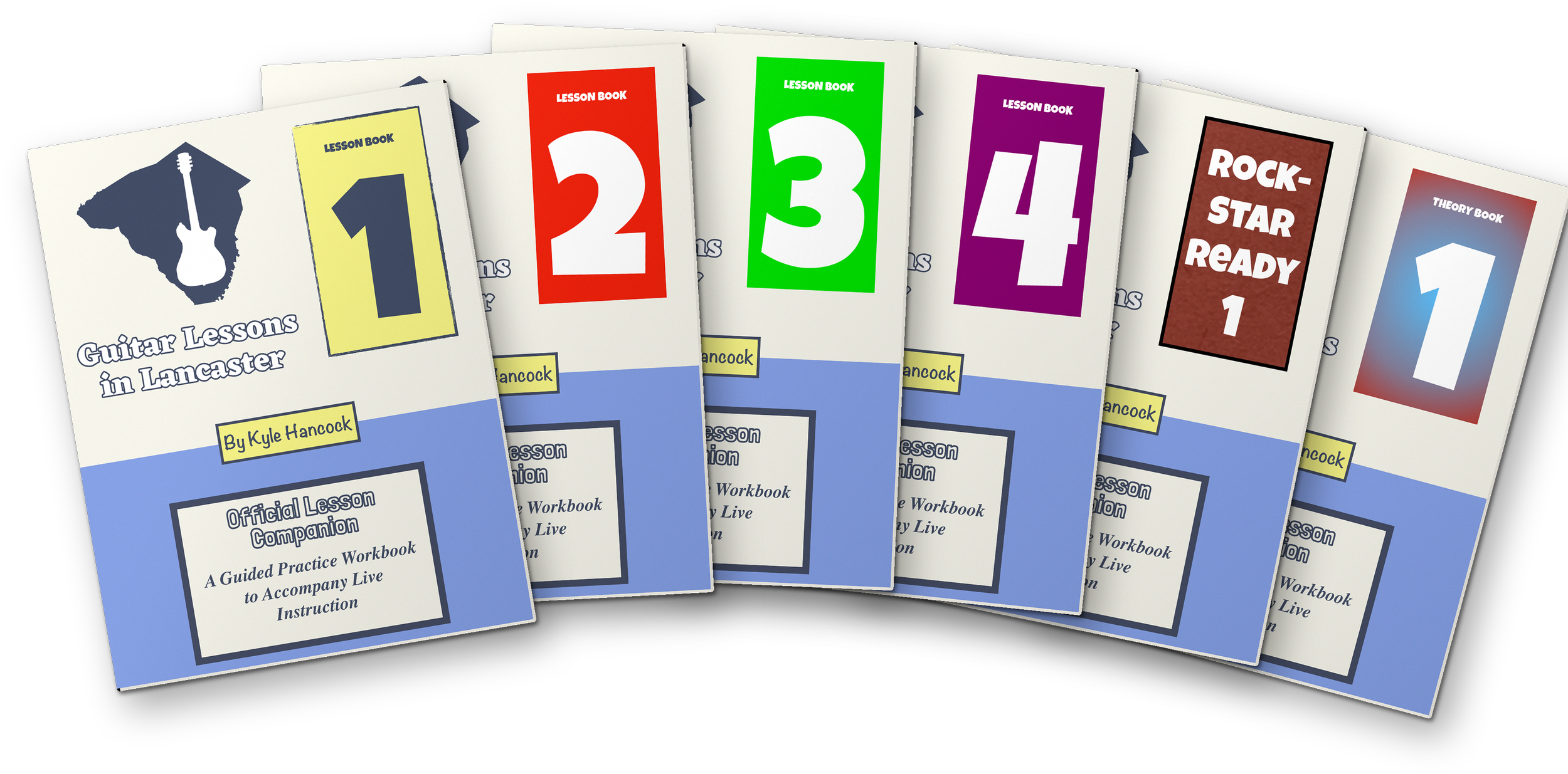 The Lesson Companion guitar book series, Books 1 through 4 and Rockstar Ready