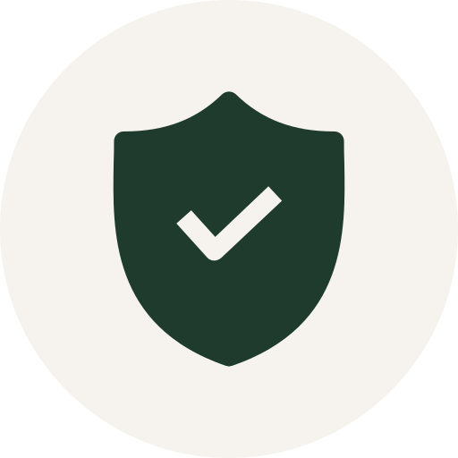 A shield icon with a checkmark in the center, symbolizing security or protection.