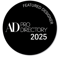 Circular logo with text 'Featured Designer', 'AD Pro Directory', and '2025'