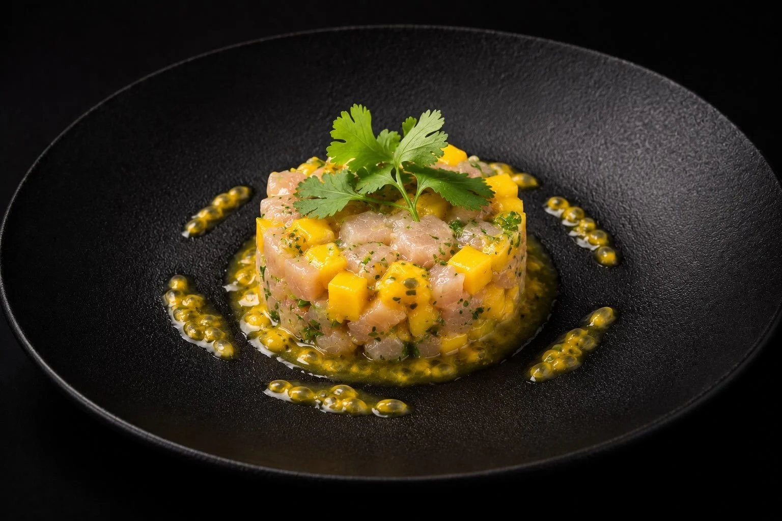 Quand les temp&eacute;ratures s&rsquo;&eacute;l&egrave;vent, la fra&icirc;cheur s&rsquo;invite &agrave; table.

Tartare de poisson de saison, mangue fra&icirc;che, marinade au citron vert et coriandre fra&icirc;che. Une composition d&eacute;licate o&