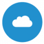 Ein blauer Kreis mit einem Cloud-Symbol in der Mitte.