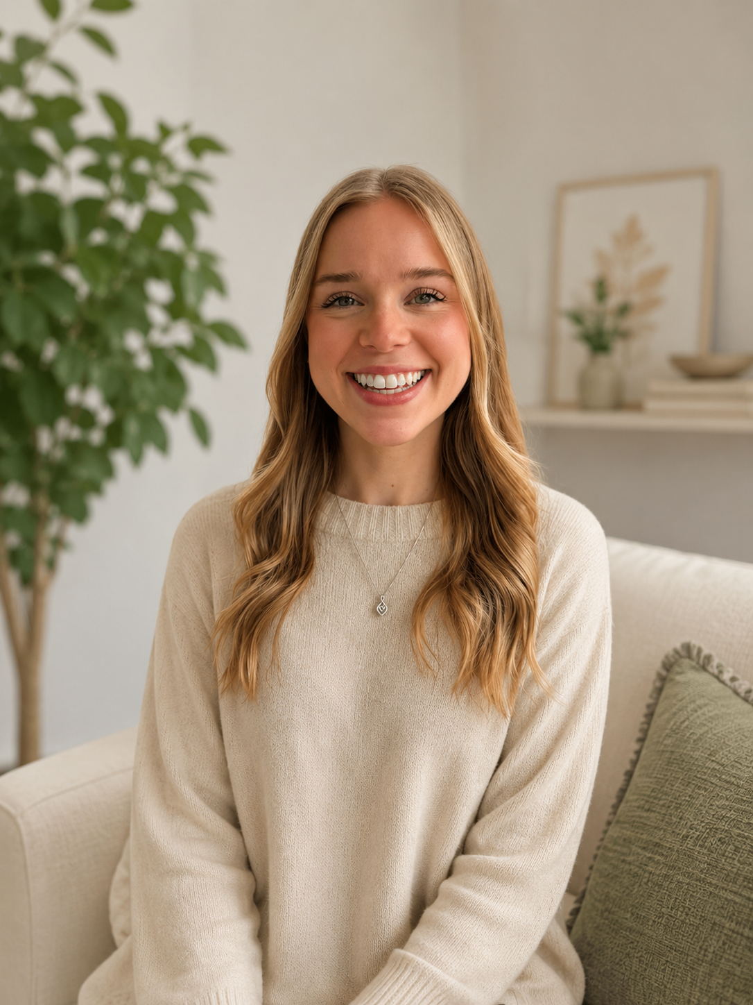 Dr. Rya Carter, founder of NurtureHaus, smiling warmly in a bright home setting.