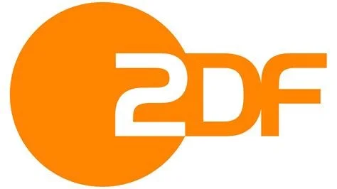 Das Logo des deutschen Fernsehsenders ZDF mit oranger Sonne und weißen Schriftzug.