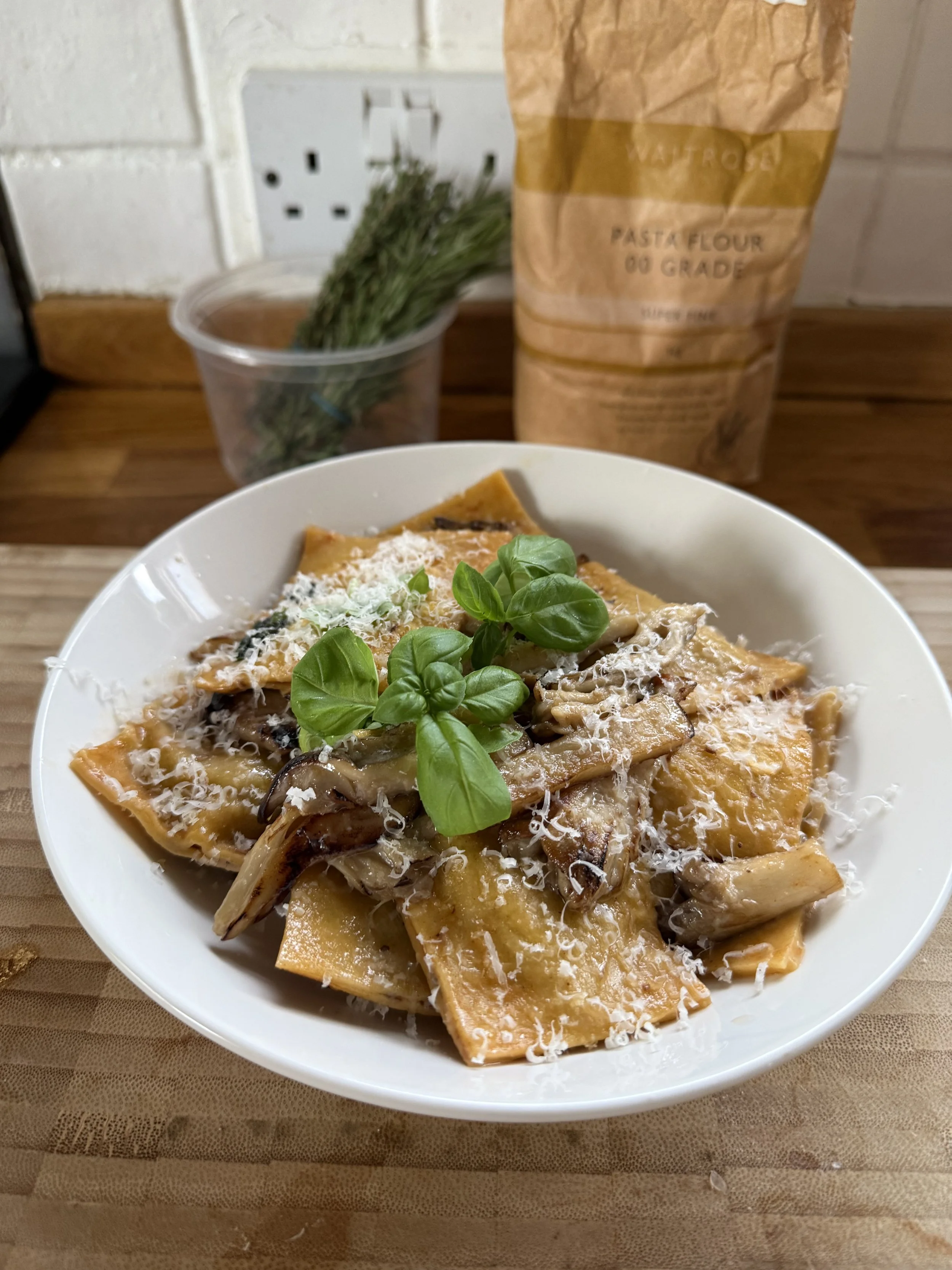 Slow-Cooked Beef Ragù Ravioli with Wild Mushroom Brown Butter