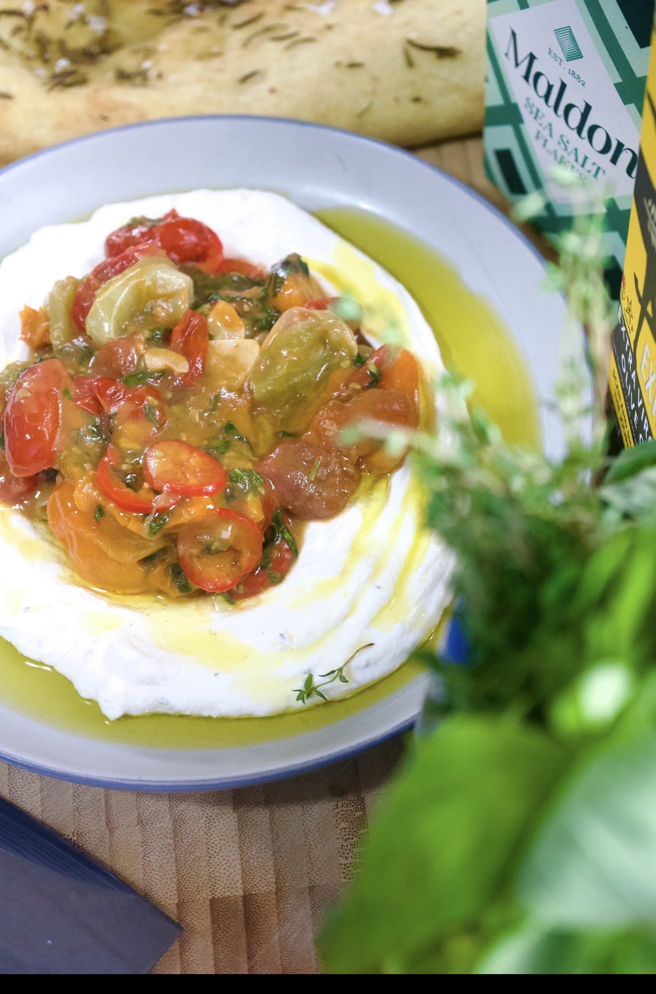 Whipped Ricotta with Blistered Tomatoes &amp; Rosemary and Sea Salt Focaccia