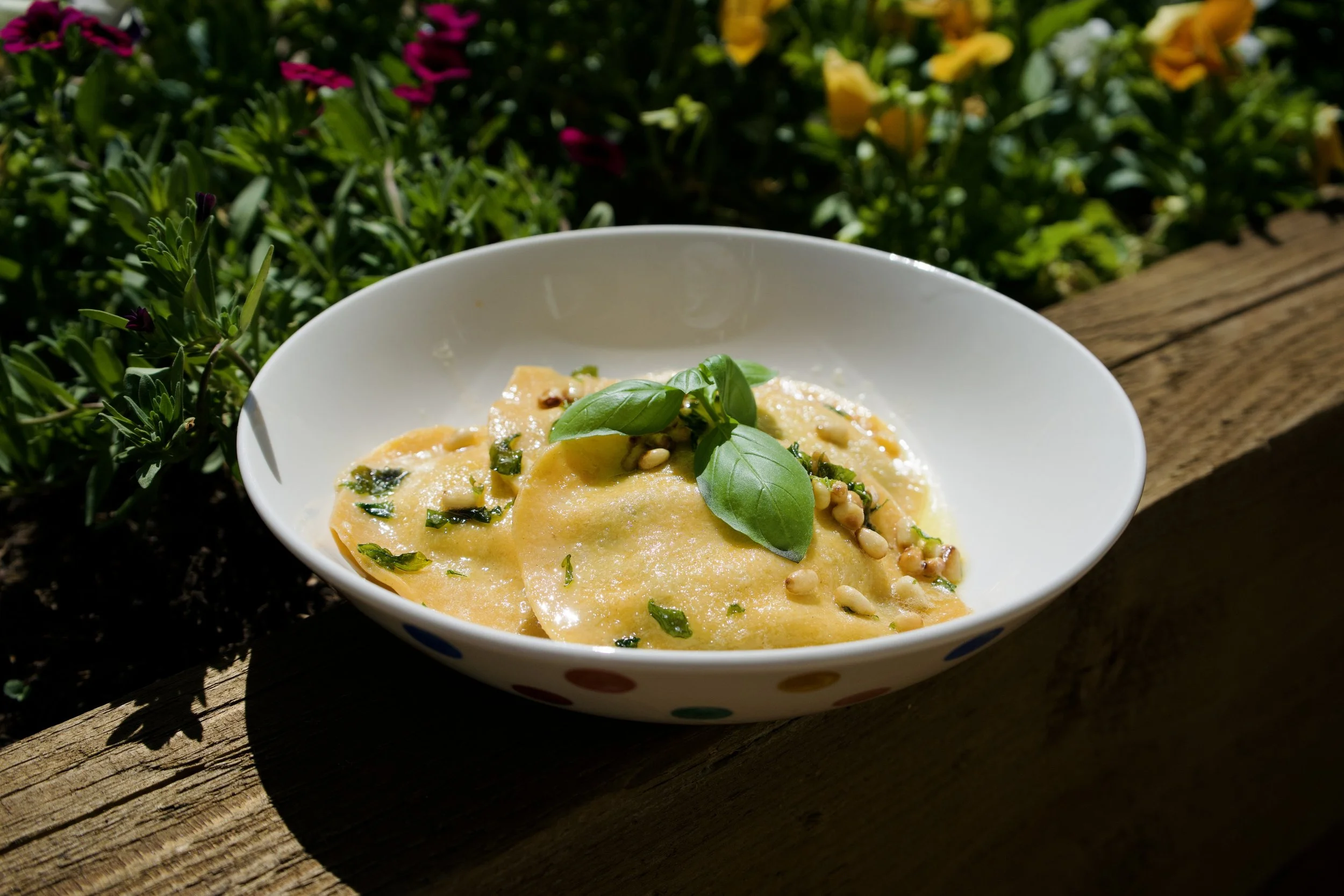 Spinach, Mushroom &amp; Ricotta Ravioli with Basil Butter Glaze